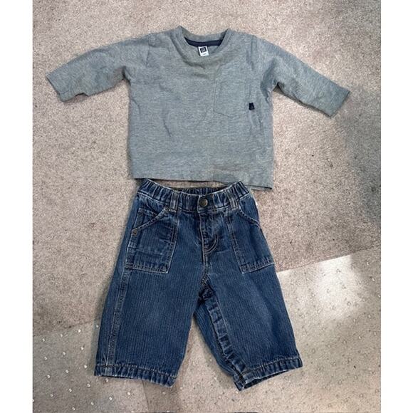 Baby Gap Outfit – Long Sleeve Top & Denim Pants –6-12-18 mth - Picture 2 of 2